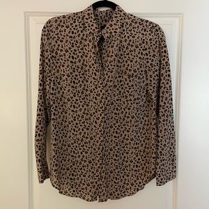 NWT Jcrew silk leopard button down